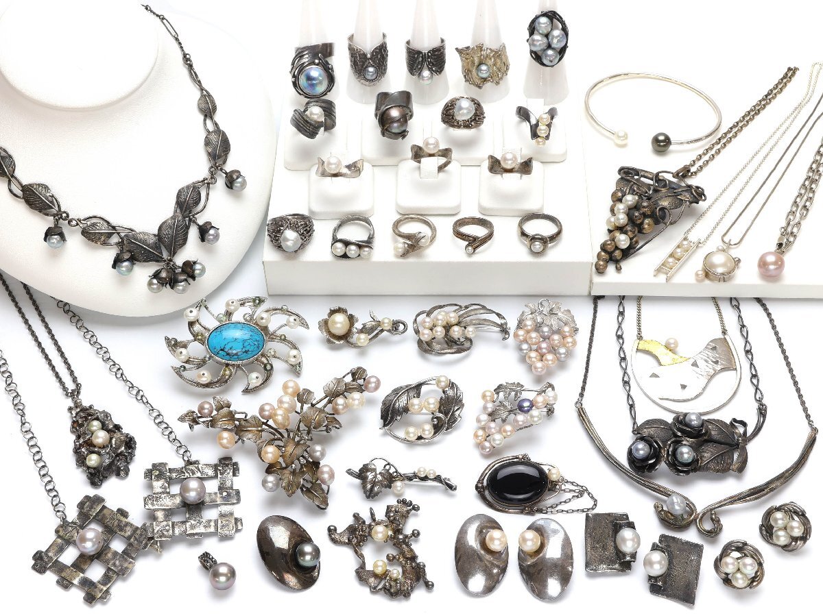 中古】豪華!!!大量!!モルフォ蝶・螺鈿細工アクセサリー15点セット