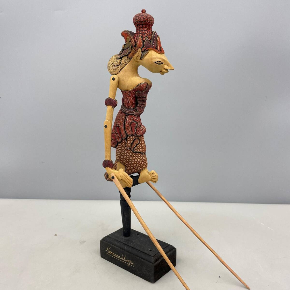 ◇ワヤンゴレ インドネシア 操り人形 中古品/全長43cm程 木製・影絵
