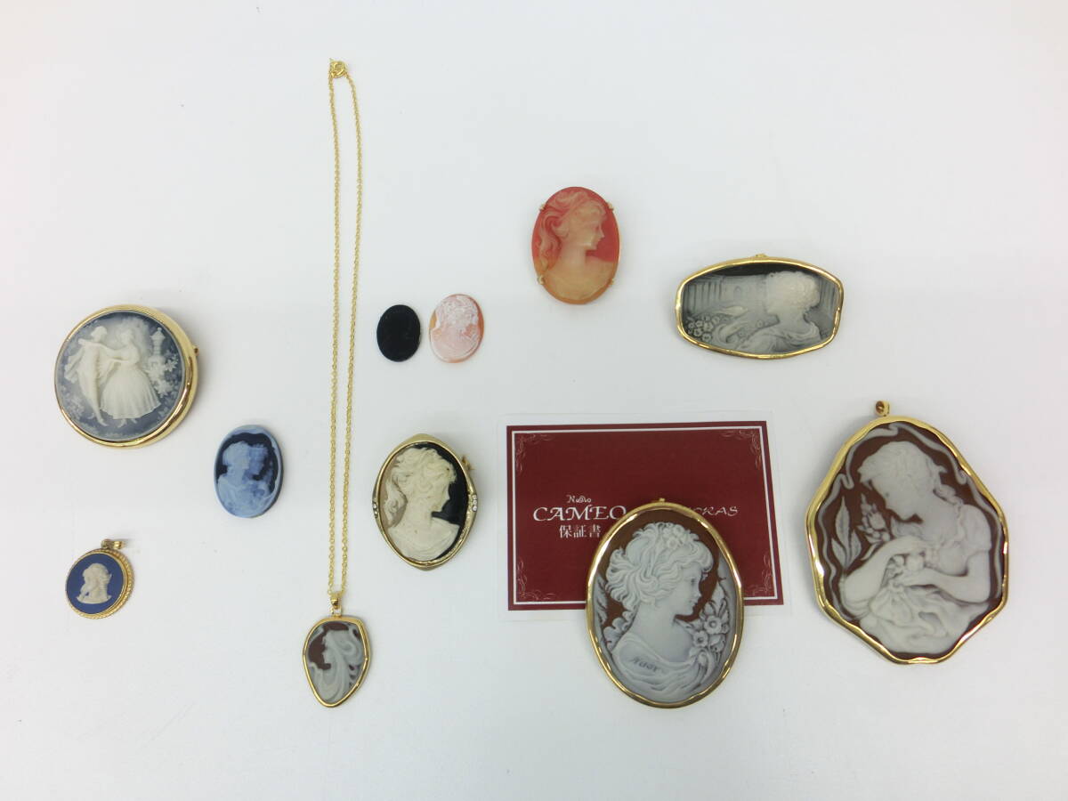 中古】陶華 紀元作 カメオ ブローチ ペンダントトップ cameo 女神の