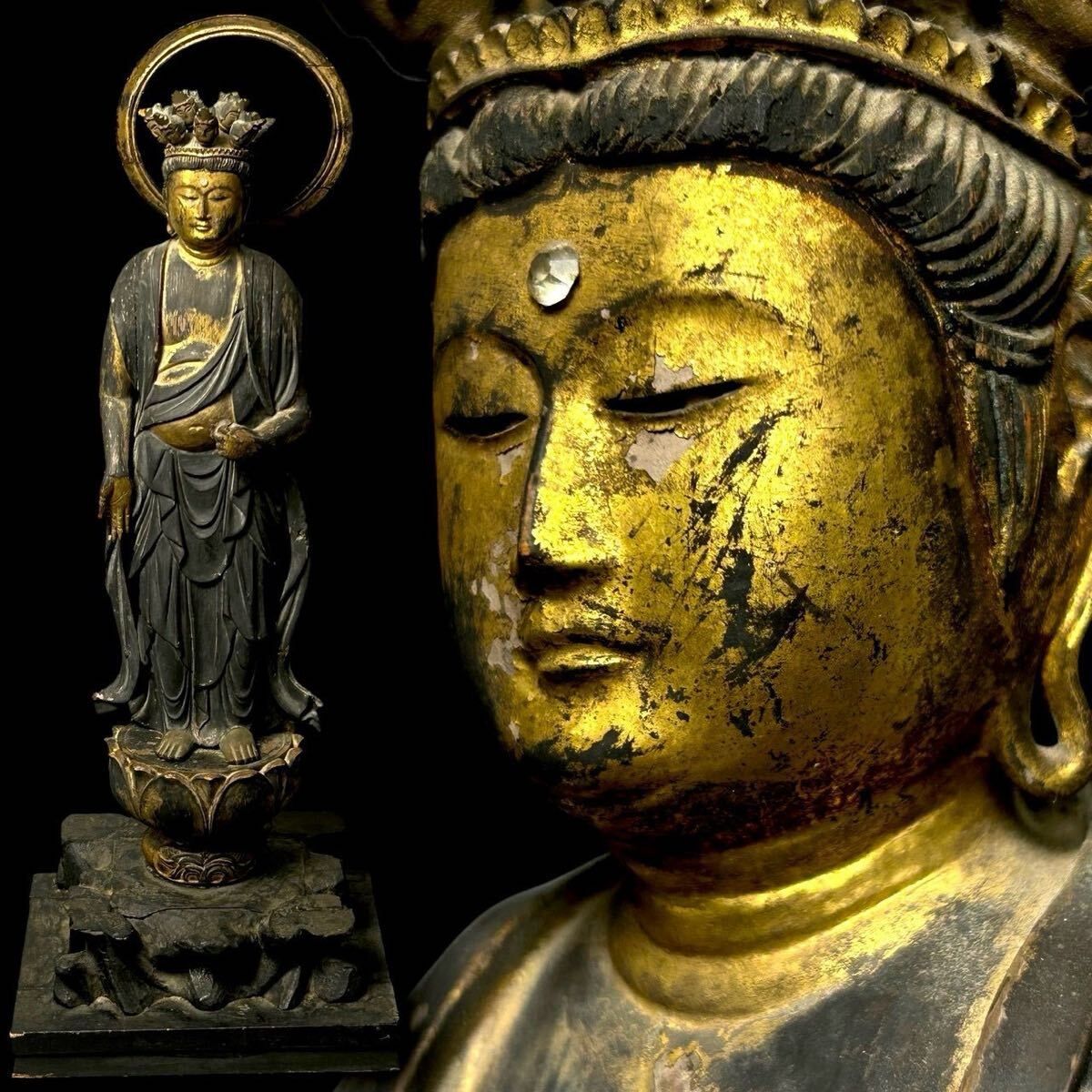 中古】1746/◯写経仏画家 山本珍石 観音菩薩像 落款在 紙本 仏教美術