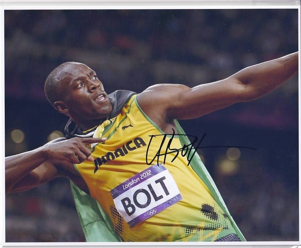 Usain Bolt 直筆サイン入りフォト 北京五輪 証明書付き 新品】ウサイン・ボルト 直筆サインフォト/写真 陸上 Usain Boltの落札
