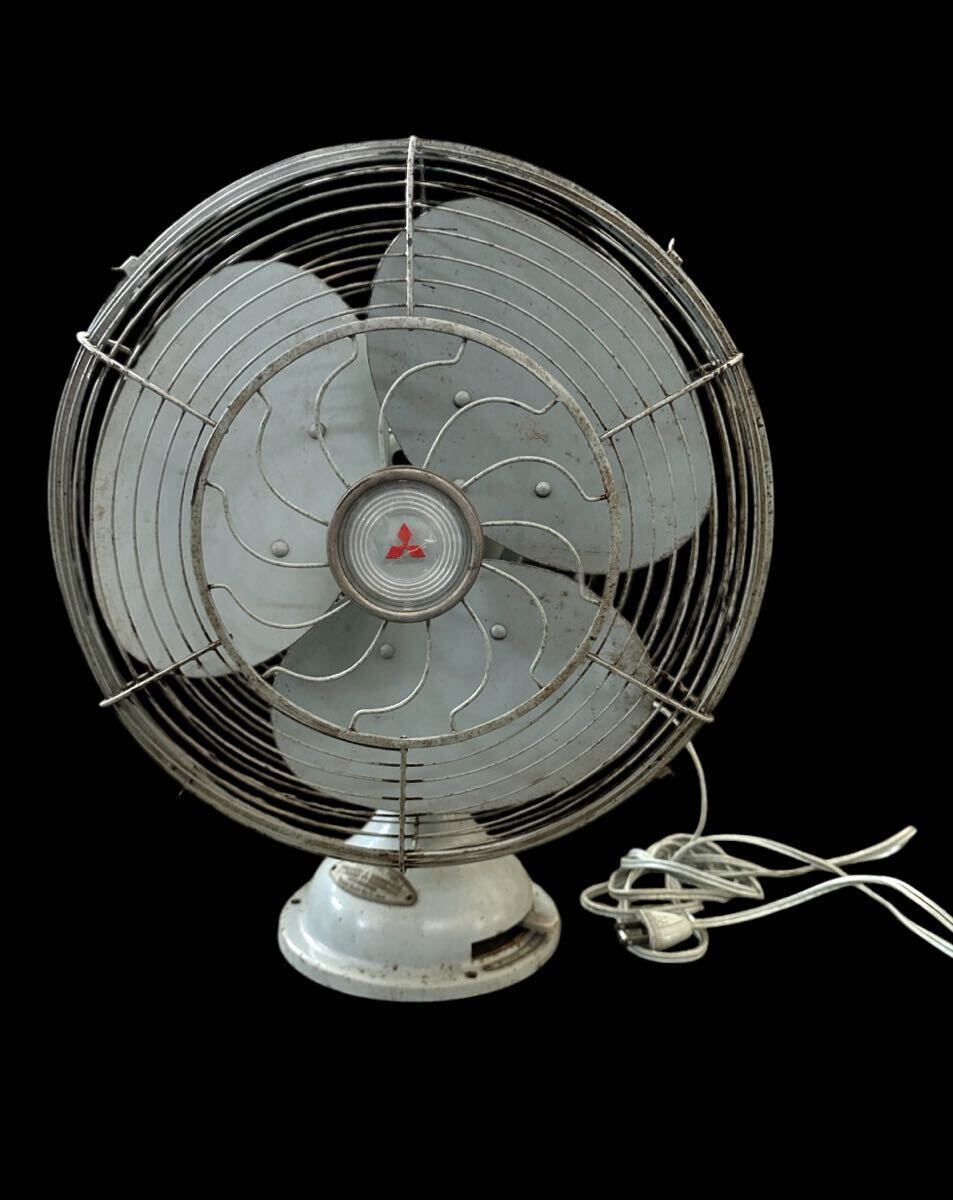 昭和レトロ 動作品 MITSUBISHI 壁掛け扇風機 三菱 K30-SV グリーン 3枚