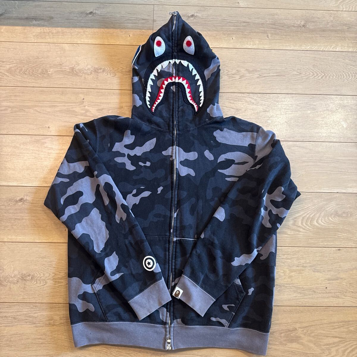 A BATHING APE BAPE CAMO SHARK FULL ZIP HOODIE エイプ カモ シャーク