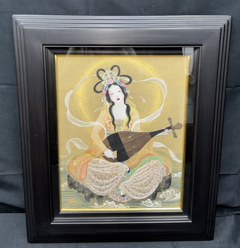 旧家から～ 16-3◇ 掛軸 芍薬図 在銘 花鳥 絹本 絵画 日本画 古美術の