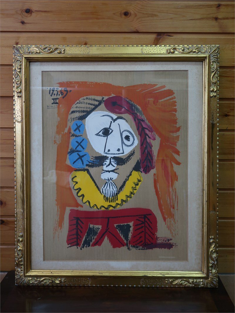 中古】パブロ・ピカソ、貧しき食事、希少画集画、新品高級額装付の落札