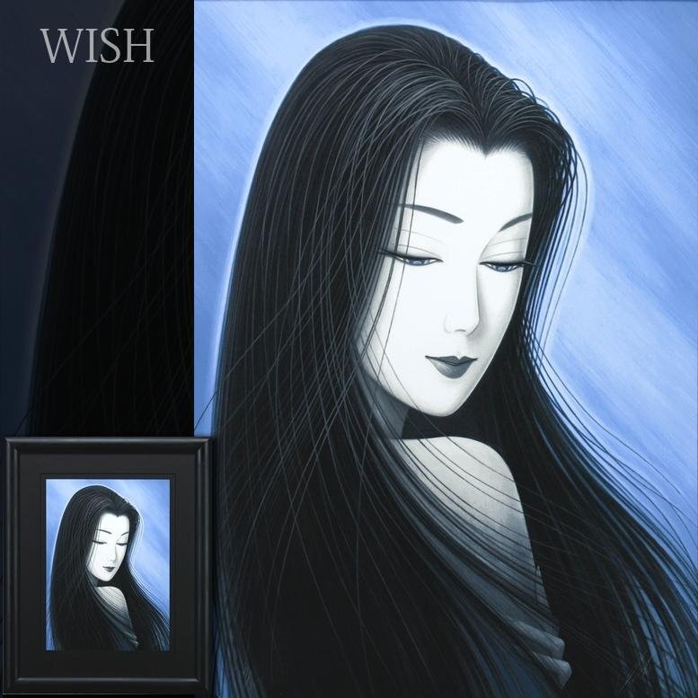 真作】【WISH】宮下柚葵 「舞妓」日本画 掛軸 絹本 太巻 共箱 ◇魅惑の