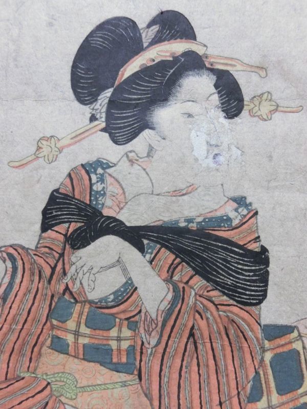 歌川国貞/極彩色時世仕立/座る美人/大判/浮世絵/錦絵/木版画/摺物/江戸