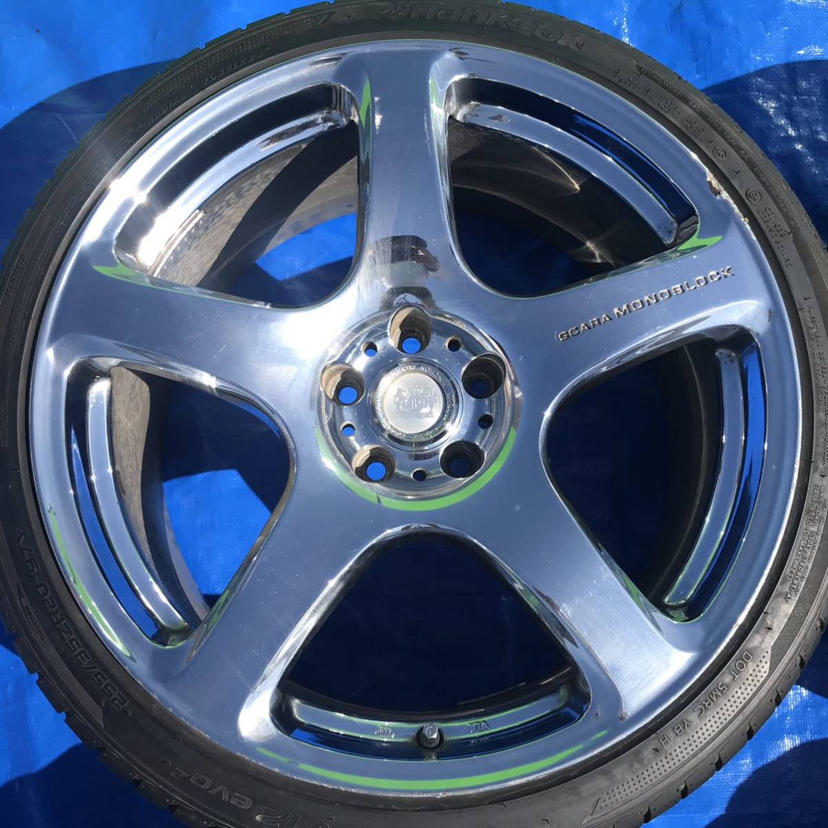 銘柄】SCARA MONOBLOCK 【インチ】20インチ N0112 中古 JUNCTION PRODUCE SCARA MONOBLOCK メッキ ホイール 20×8.5