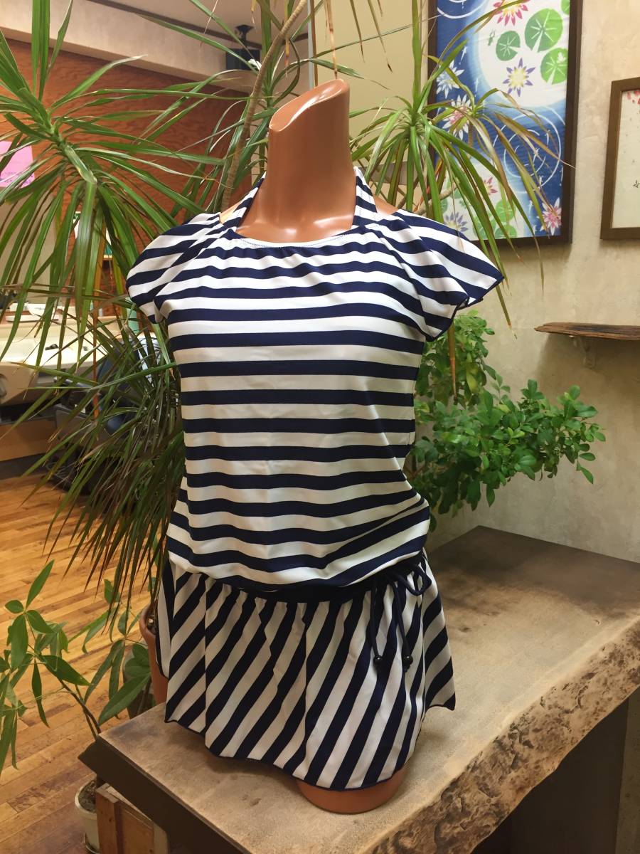 新品 訳あり 新品 レディース水着 セット水着 7ｓ ワンピース ビキニ上下 トレンカ Jh1326 ボーダーネイビー の落札情報詳細 ヤフオク落札価格情報 オークフリー スマートフォン版