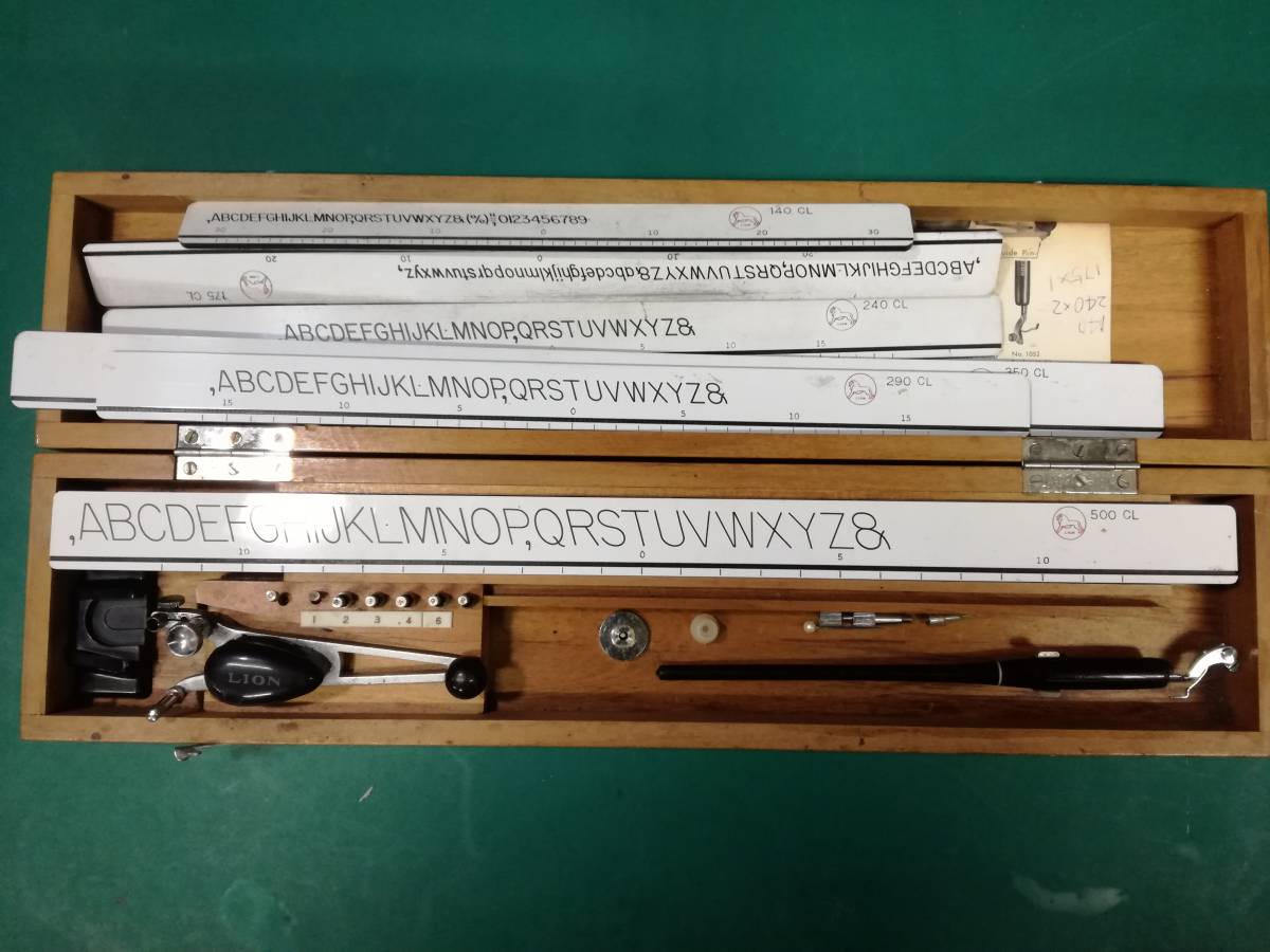 LION ライオン ガリ版用 鉄筆 レタリング セット レトロ 骨董 / 製図