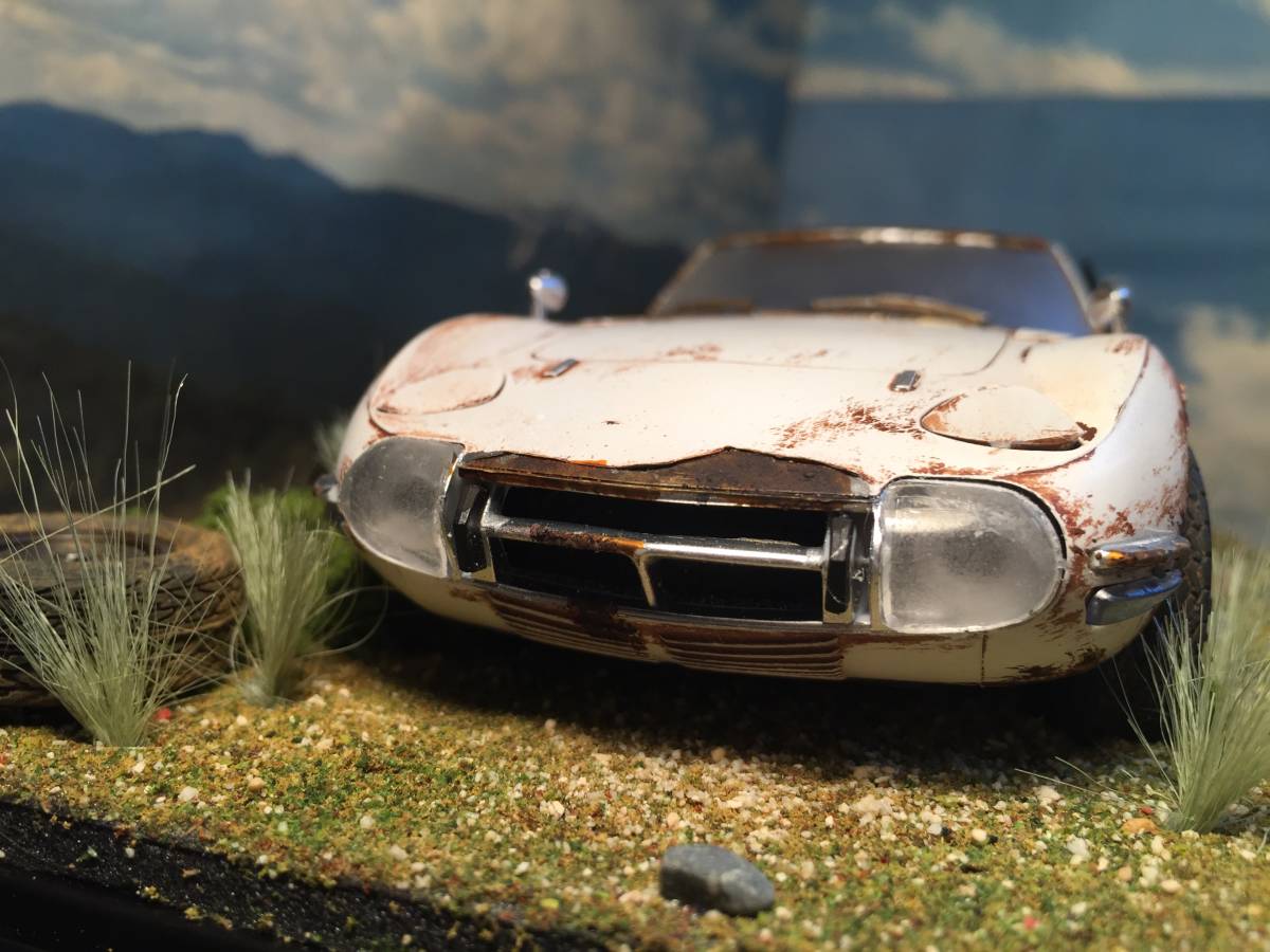 1/24 トヨタ 2000GT 草ヒロ 昭和レトロな風景 旧車 自作ジオラマ完成品