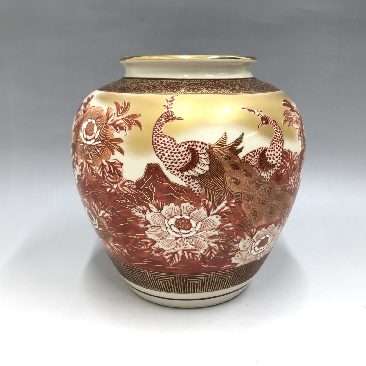 ①☆九谷焼 花瓶 壺 孔雀 牡丹 陶器 古美術☆ の落札情報詳細 - Yahoo