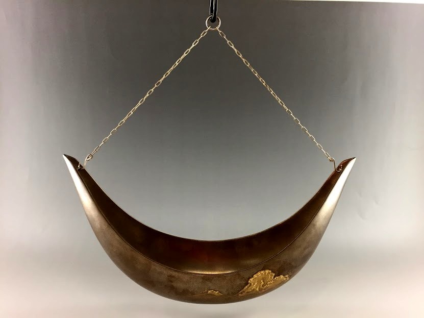 a300 盆 前端 雅峰 銀溜光琳波蒔絵青海盆 茶道具 茶道 骨董 山中