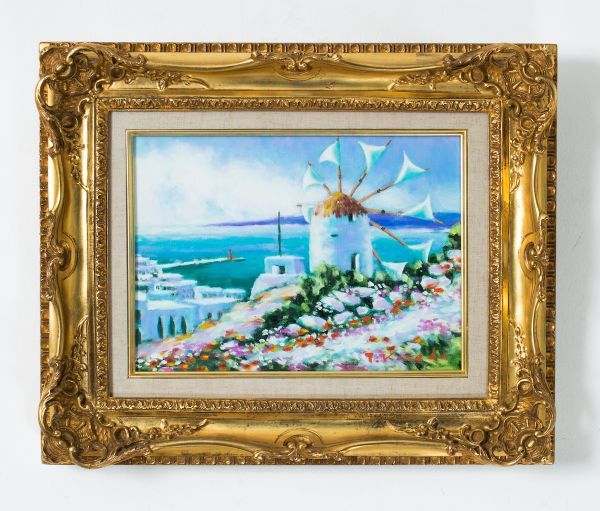 岡本 肇 油絵・油彩画『エーゲ海』【真作保証】 絵画 岡本 肇 『エーゲ海』 油彩画 - 北海道画廊