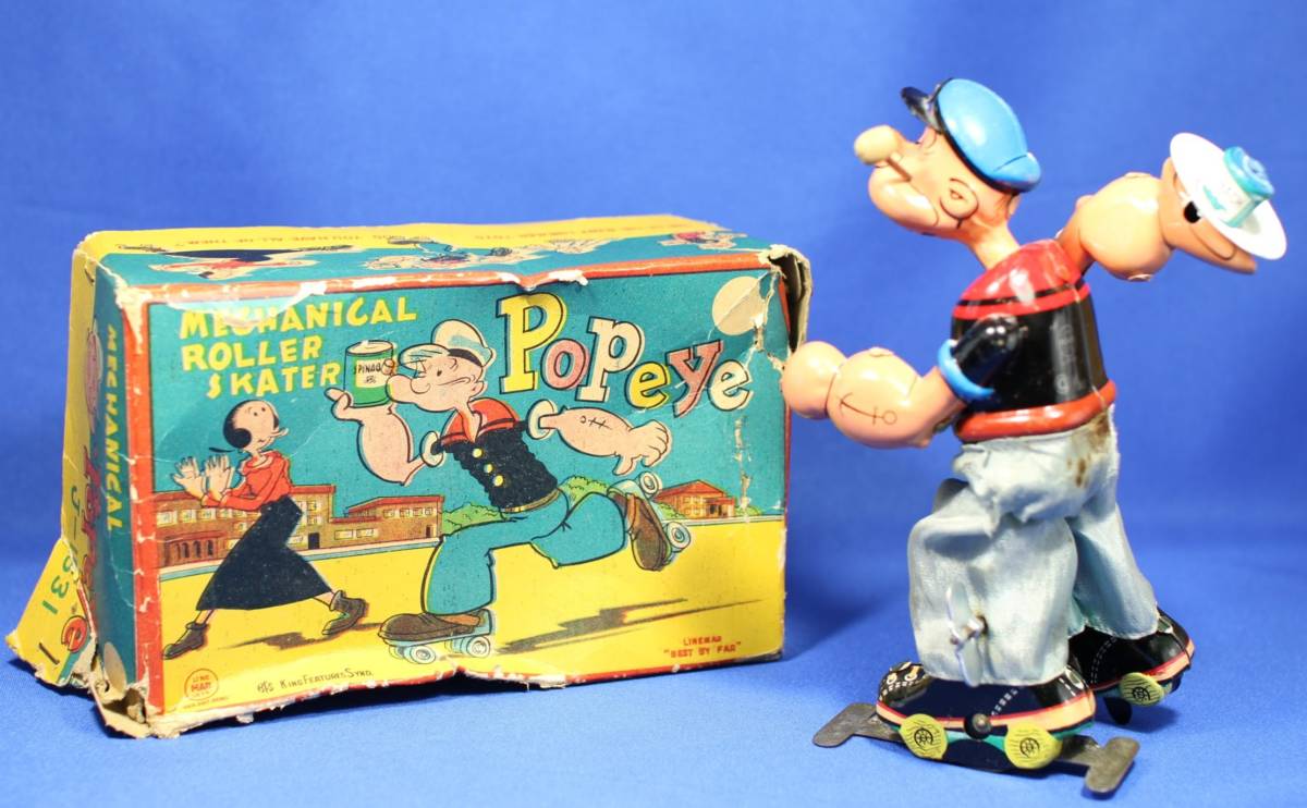 1950 元箱付 完動品 PoPeye ポパイ メカニカル ローラースケーター