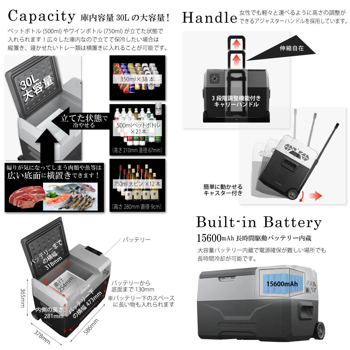 新品 車載冷蔵庫 バッテリー内蔵 30l キャリーハンドル付き ポータブル 冷蔵庫 冷凍庫 保冷庫 12v 24v両用 キャンプ 車中泊 の落札情報詳細 ヤフオク落札価格情報 オークフリー スマートフォン版