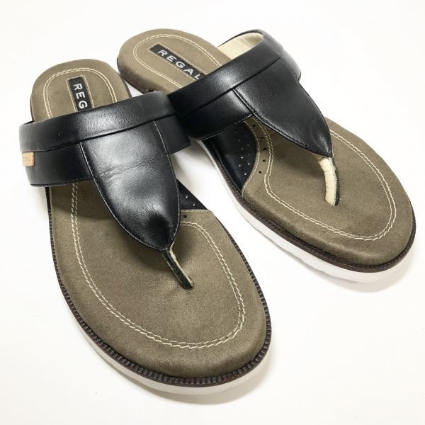 美品 Regal リーガル ｍ 24 5 25 0cm 黒 茶 ブラック ブラウン ビーチ トングサンダル レザー メンズ 本革 カジュアル 紳士靴 の落札情報詳細 ヤフオク落札価格情報 オークフリー スマートフォン版