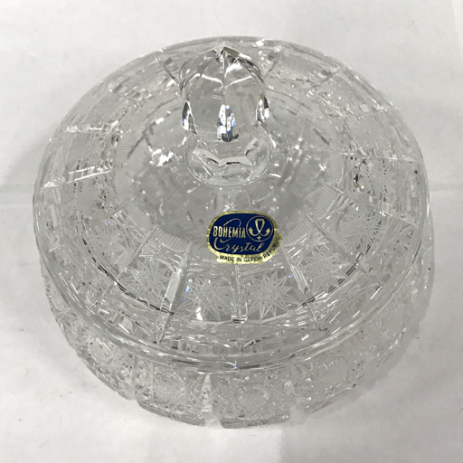 ボヘミア カット ガラス ボンボニエール キャンディーポット お菓子入れ クリア ボヘミア カット ガラス ボンボニエール キャンディーポット お菓子