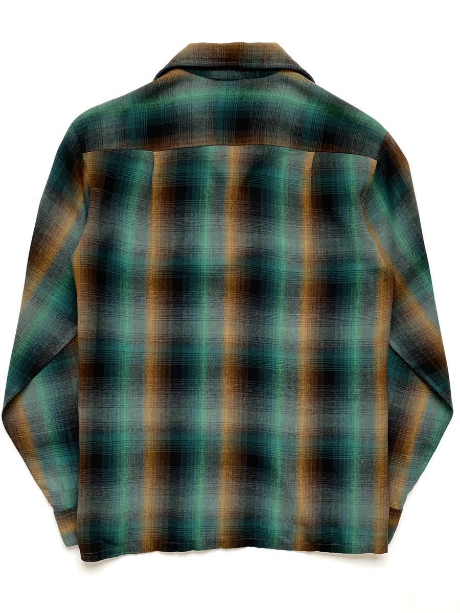 70s SEARS オンブレ レーヨン シャツ 希少 60~70's Sears レーヨン オンブレ チェックシャツ(60's