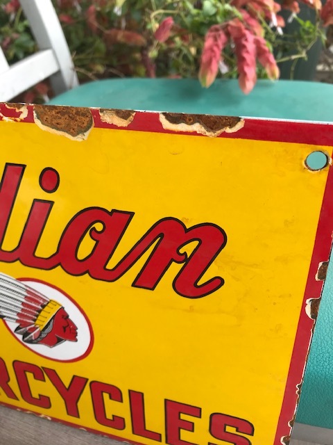 インディアン　Indian ホーロー看板　40' ビンテージ 当時物重厚感＆好配色！40'sVintage・Indian MOTORCTCLESインディアン