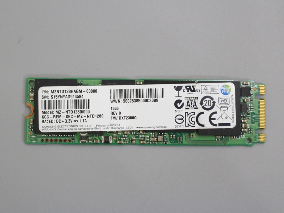 1円 累計使用時間3175H SAMSUNG MZNTD1280 M.2 2280 SATA 128GB SSD 動作確認済みの落札情報
