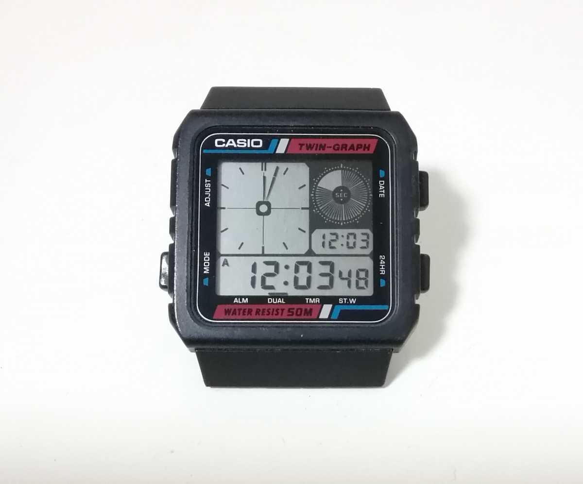 希少　レアCASIO AE-22W ツイングラフ電池/ベルト新品　稼働品 希少 レアCASIO まとめあげる AE-22W ツイングラフ電池/ベルト