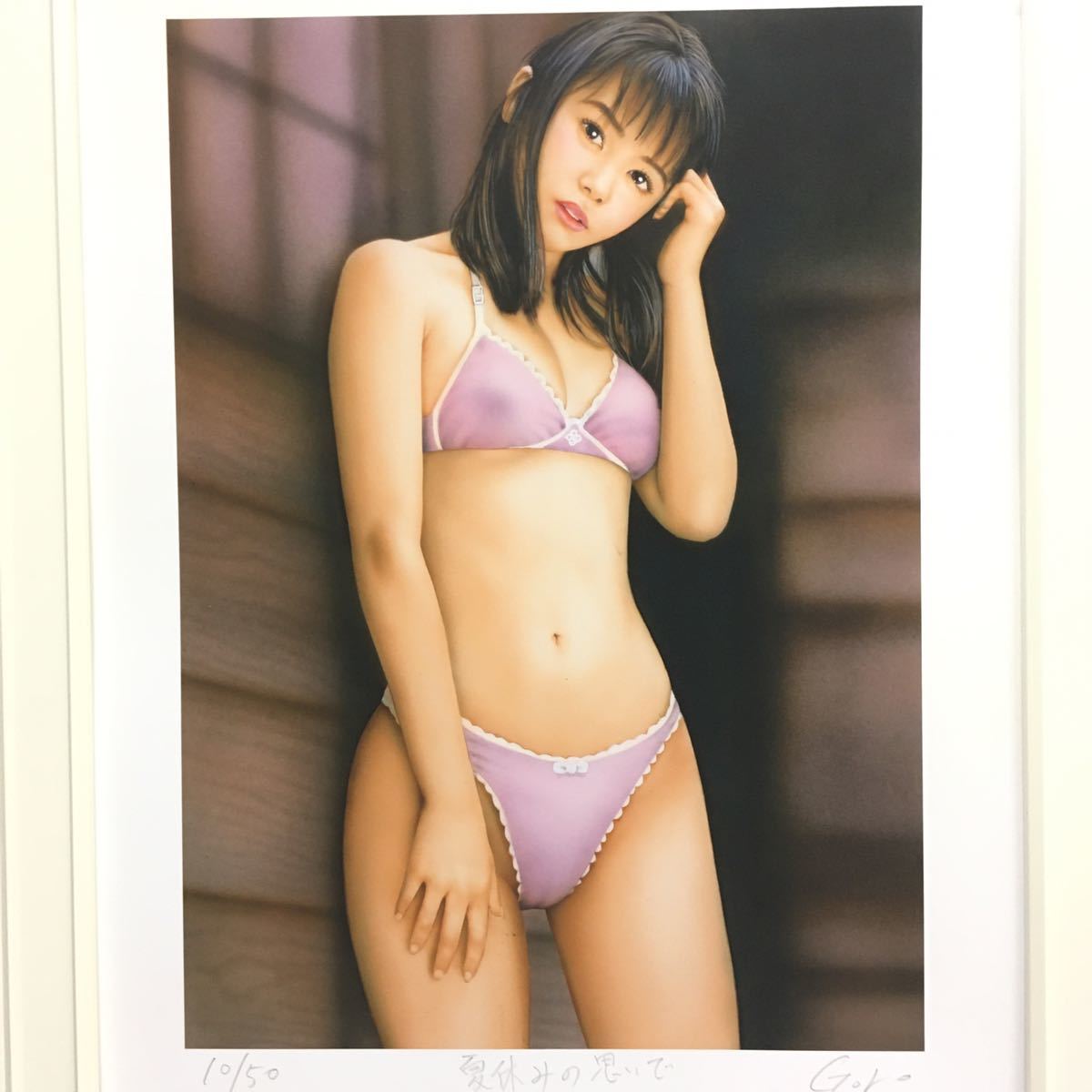 ️水着姿の美女のまなざし️美人画巨匠 石川吾郎先生イラスト作品｜版画