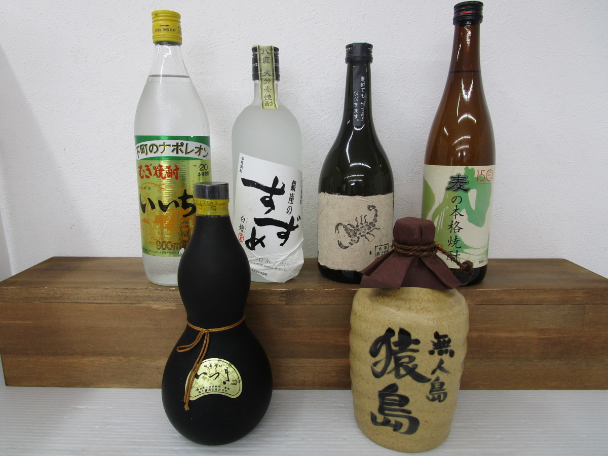 6本セット 麦焼酎色々 (いいちこ,黒さそり,すずめ,猿島等) 720~900ml 