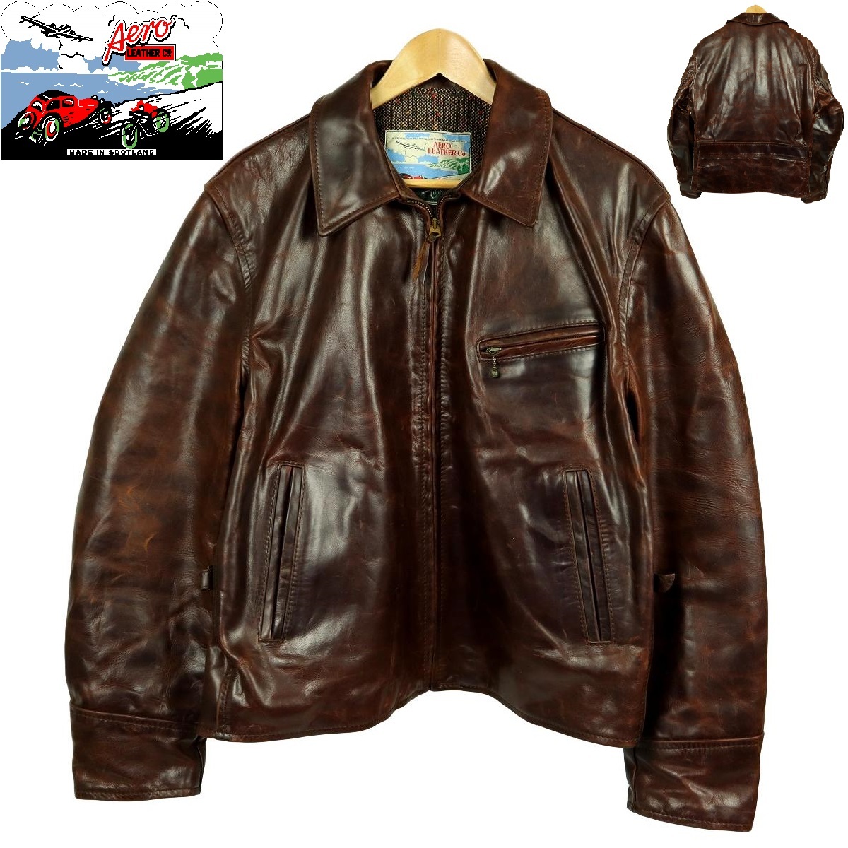 AERO LEATHER CO. ホースハイド レザージャケット サイズ34 黒 AERO LEATHER CO. ホースハイド レザージャケット サイズ34 黒