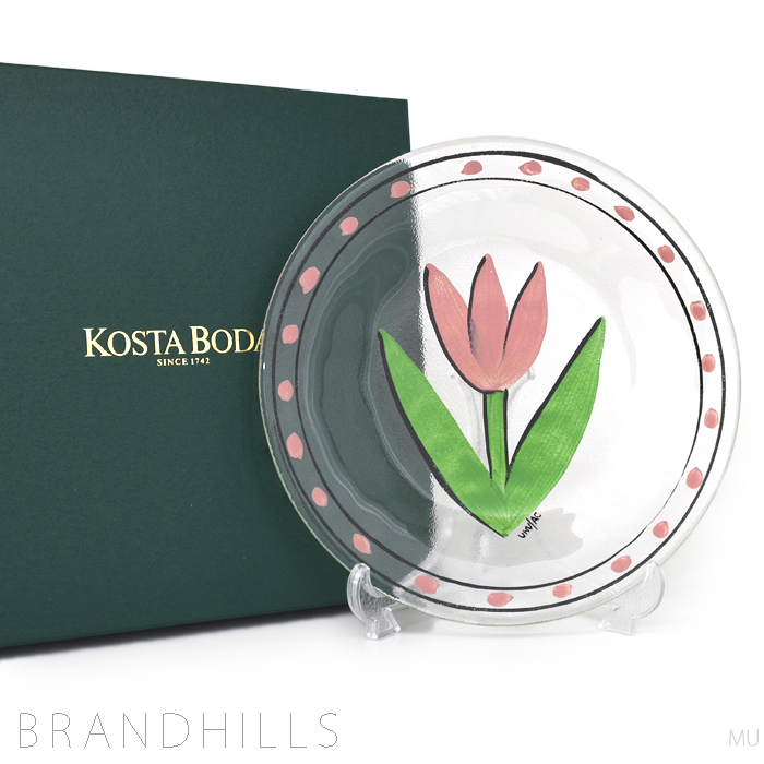 コスタボダ プレート Ulrica Hydman Vallien チューリップ ピンク