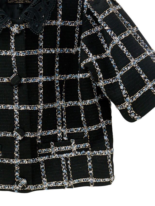 新品】エミリアウィズ チェックツイードショート ジャケット ブラック  
