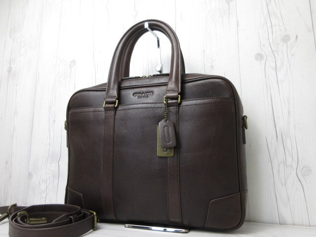 美品 COACH コーチ ビジネス バッグ ショルダーバッグ レザー 茶 A4