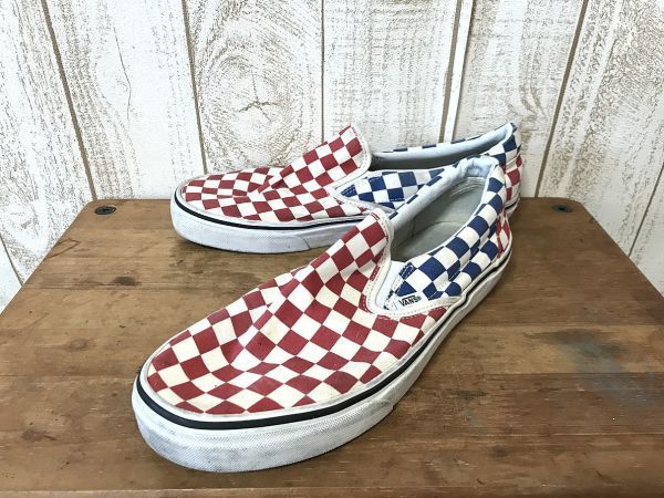 S357 チェッカーフラッグ スリッポン 赤 青 Vans バンズ スニーカー 26 5cm の落札情報詳細 ヤフオク落札価格情報 オークフリー スマートフォン版
