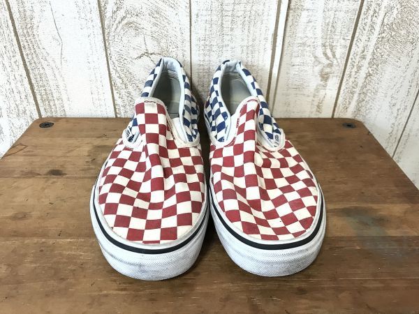 S357 チェッカーフラッグ スリッポン 赤 青 Vans バンズ スニーカー 26 5cm の落札情報詳細 ヤフオク落札価格情報 オークフリー スマートフォン版