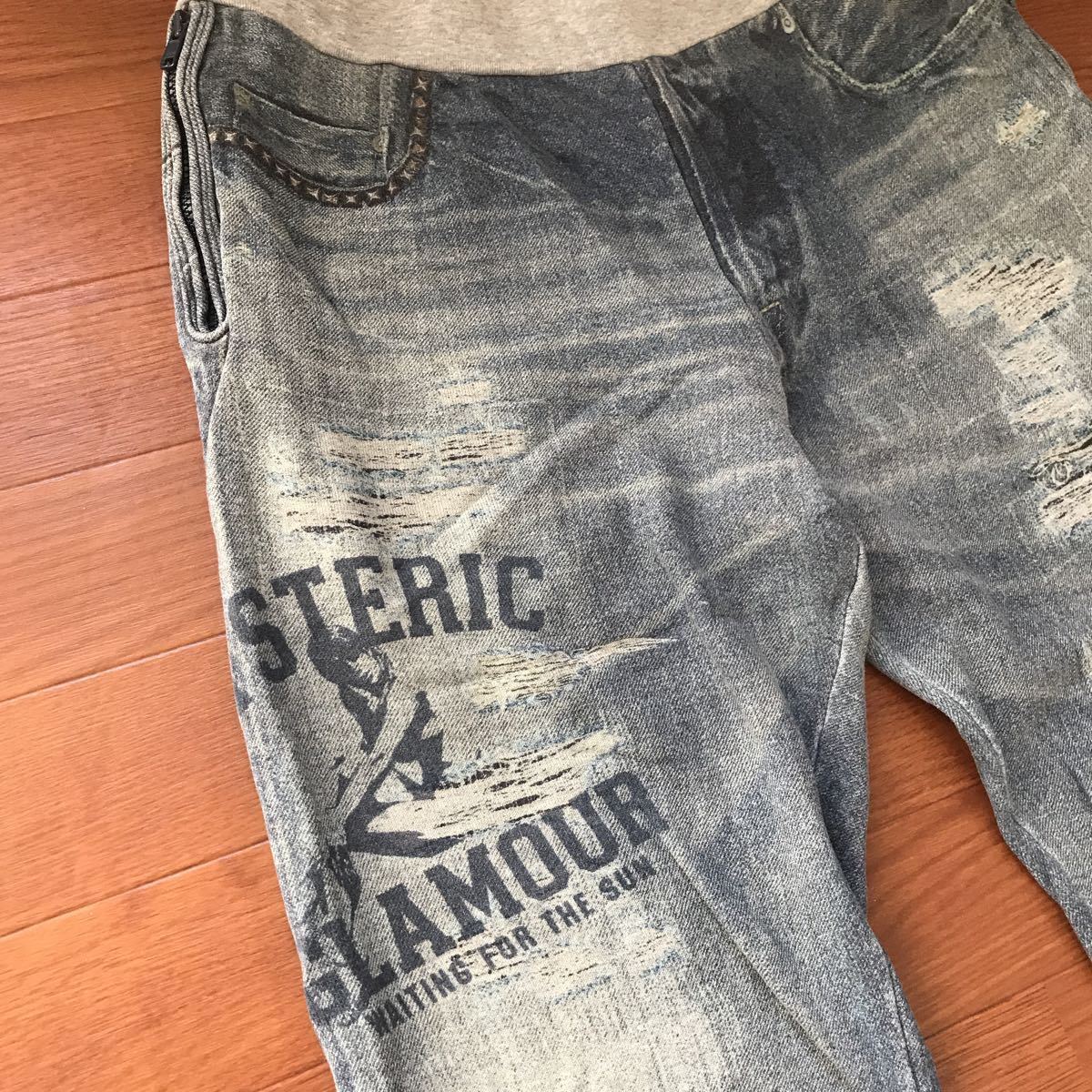 ヒステリックグラマー ヒスガールデニム転写プリントスウェットパンツ