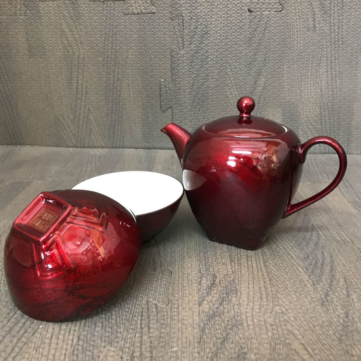 合成漆器 高級純銅製品 茶器セット 合成漆器 高級純銅製品 茶器セット