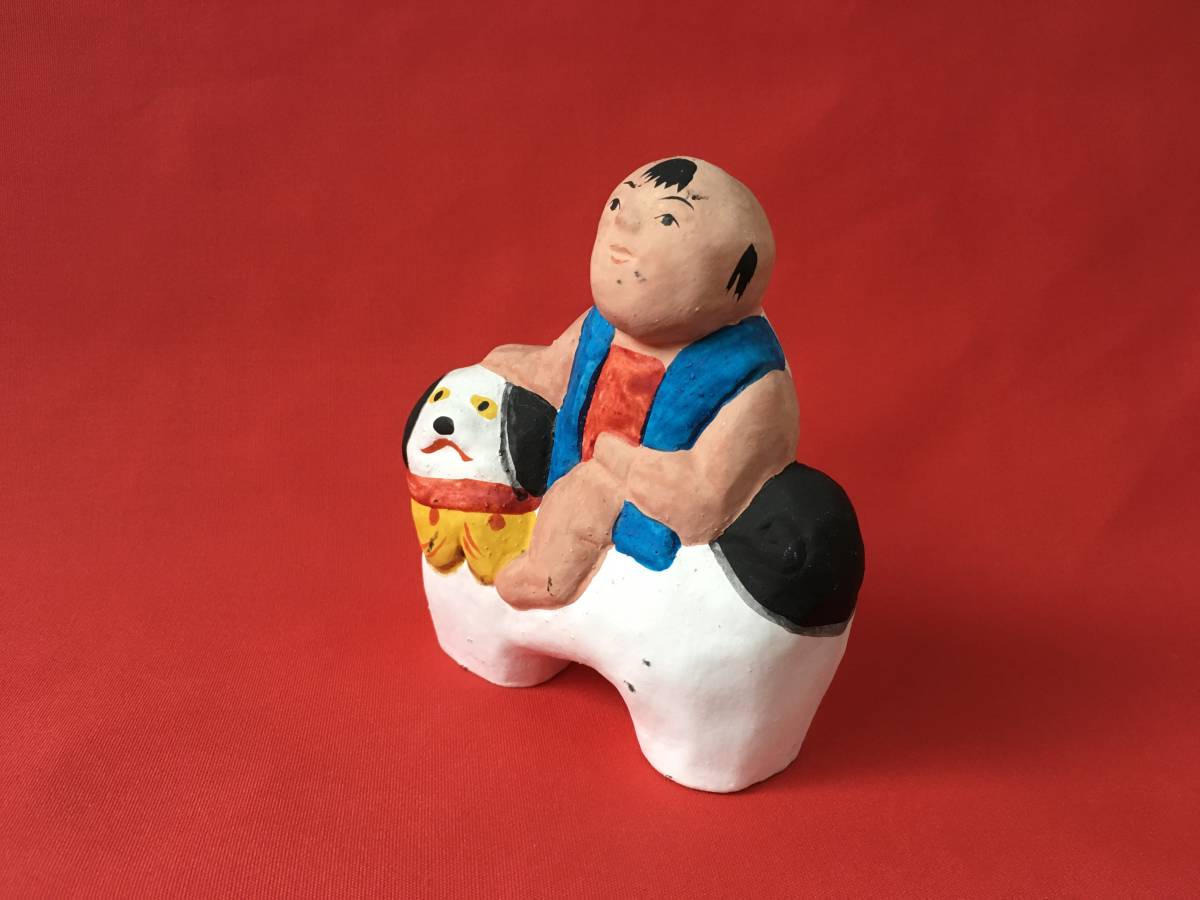 花巻人形/花巻土人形 鯛抱き童子 江戸～明治初期 堤人形 附馬牛