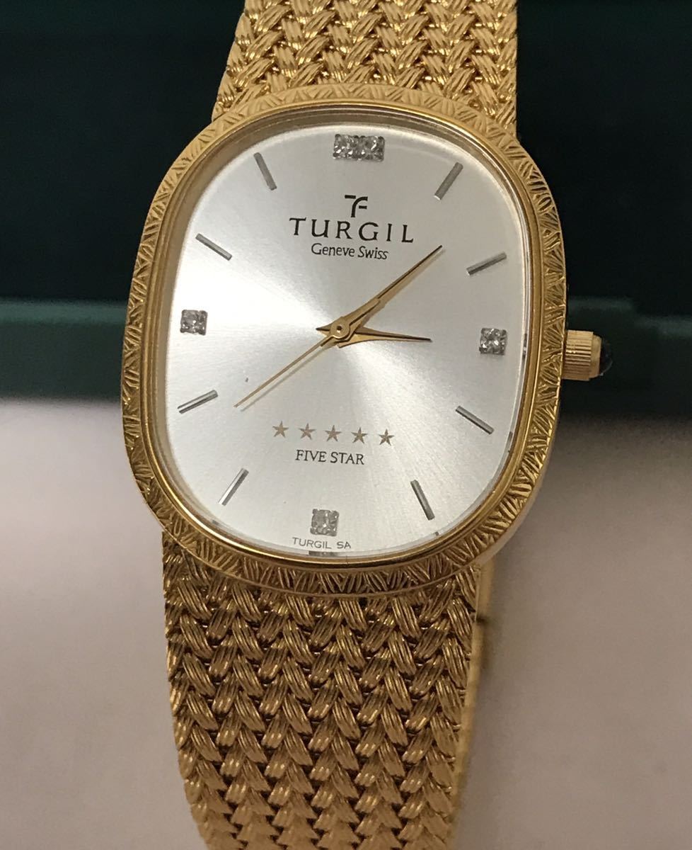 新品】TURGIL タージル FIVE STAR ファイブスター SWISS 3針 ゴールド 