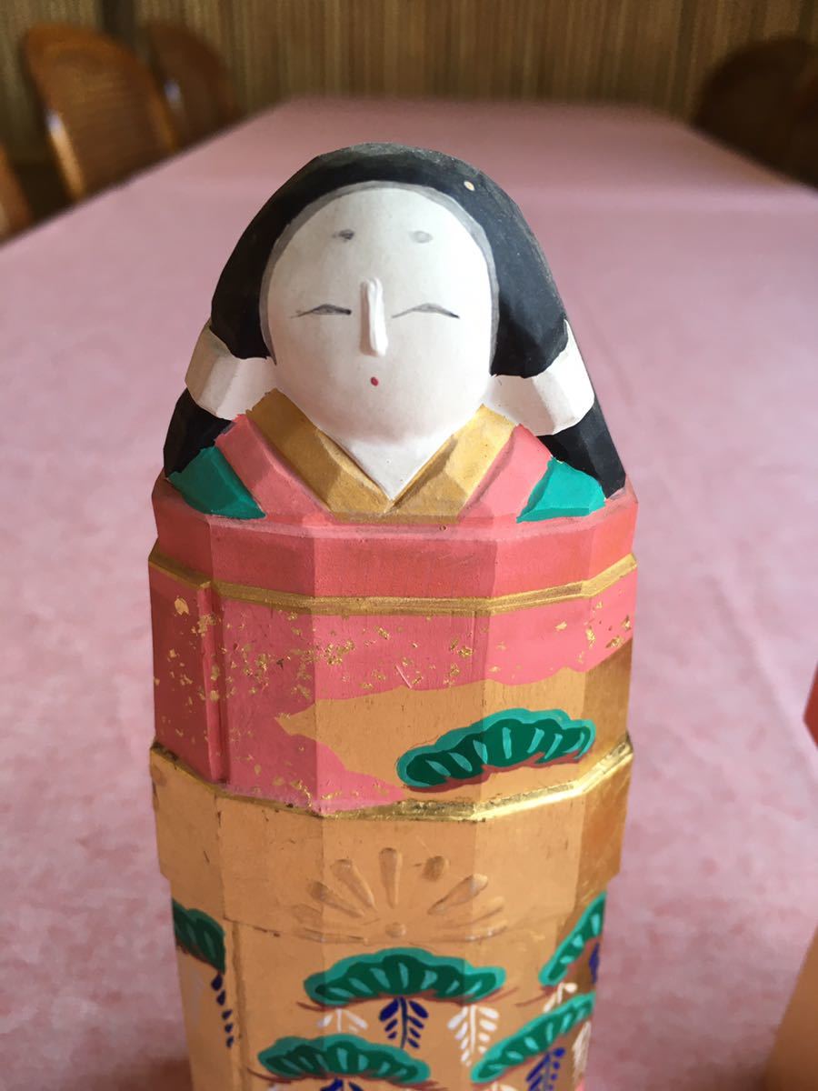 瀬谷桃源作 奈良一刀刻雛人形 奈良一刀彫【春日有職 五代瀬谷桃源 作】金彩