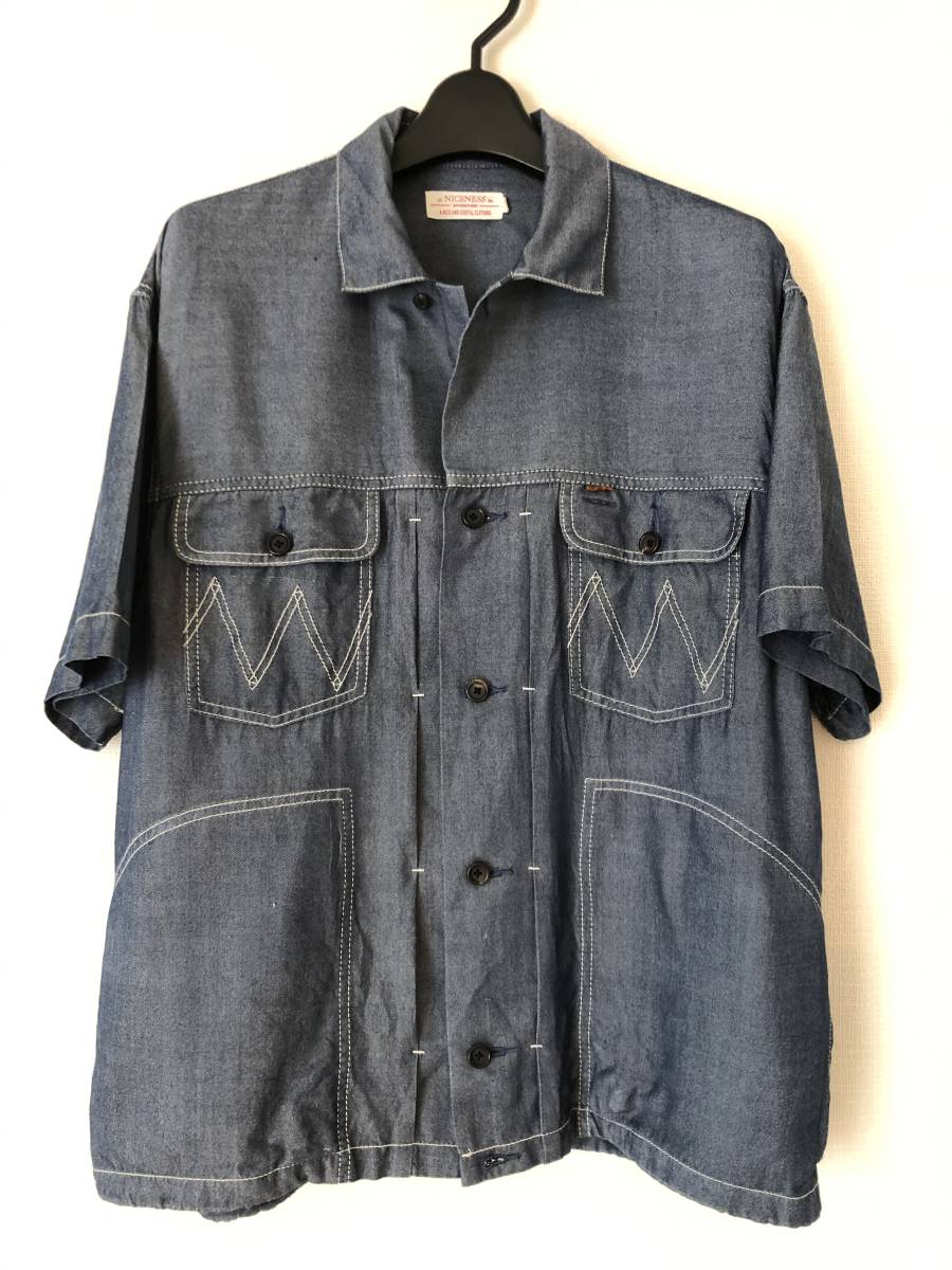 Niceness 19ss William wild silk denim SS work shirtssizeM 