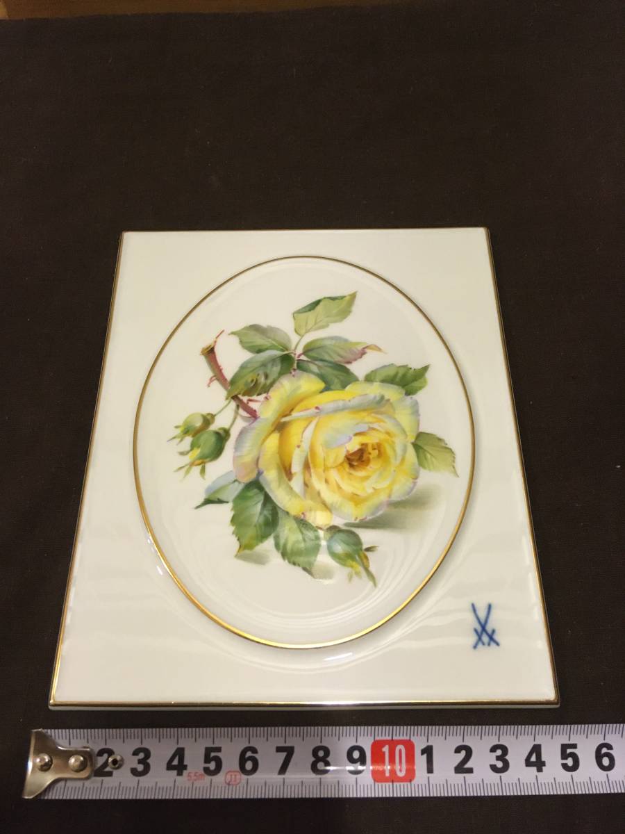 現状品 MEISSEN マイセン 陶板画 花 壁掛け 箱なしの落札情報詳細