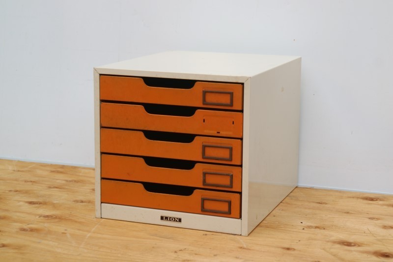 送料無料】昭和レトロ LION ライオン スチールレターケース A4 5段