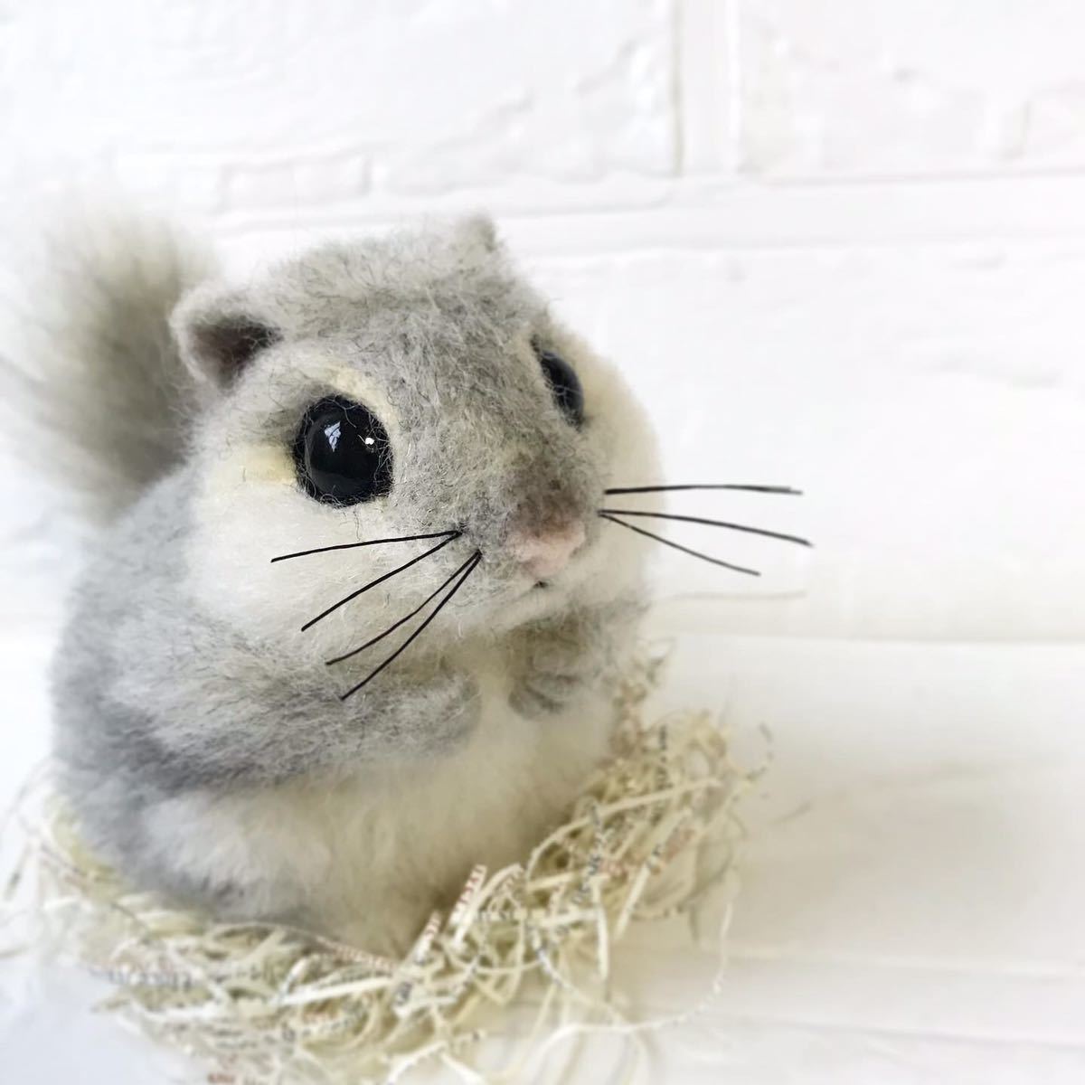 新品】エゾモモンガ☆手のり☆羊毛フェルト☆リス☆モモンガ☆たまたま