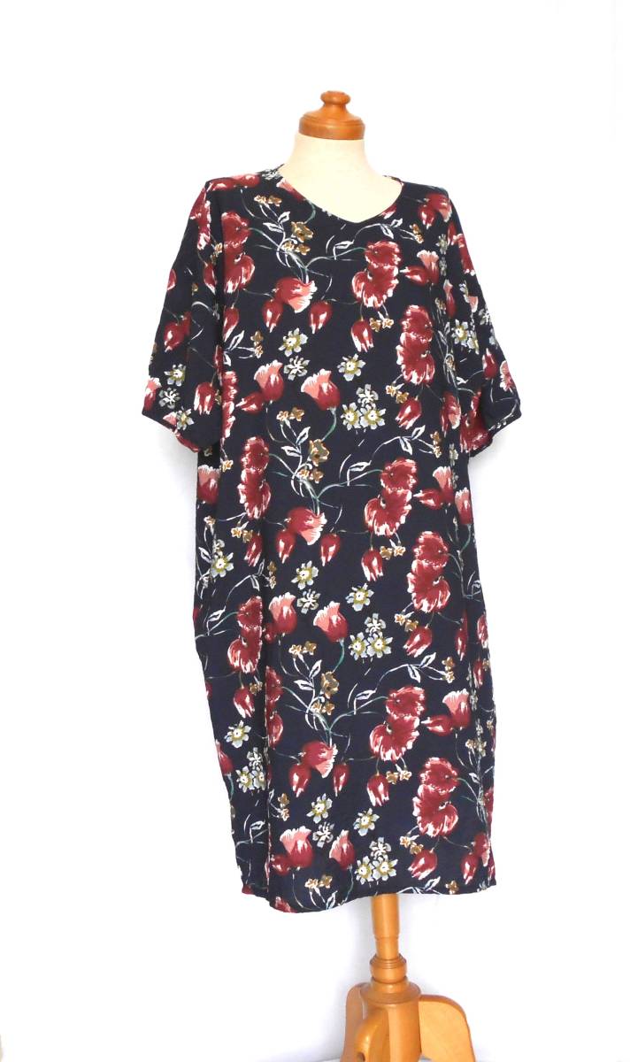 美品 送料無料 Heart Market ハートマーケット ネイビー フラワー プリント ゆったり ワンピース フリーサイズ 花柄 柄 ラク 洗える の落札情報詳細 ヤフオク落札価格情報 オークフリー スマートフォン版