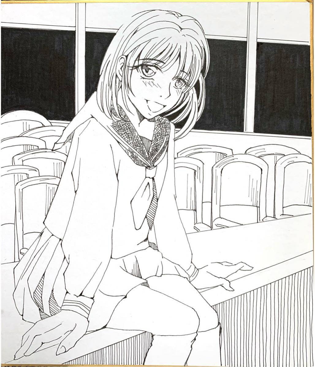 オリジナル手描きイラスト アナログイラスト 創作 ペン画 女の子
