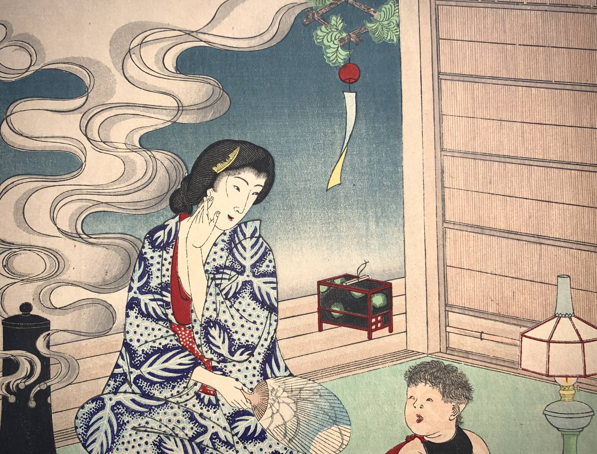【木版画】二十四孝見立て図　二十二「呉猛」 ファッション通販 安い 木版画】二十四孝見立て図 二十二「呉猛