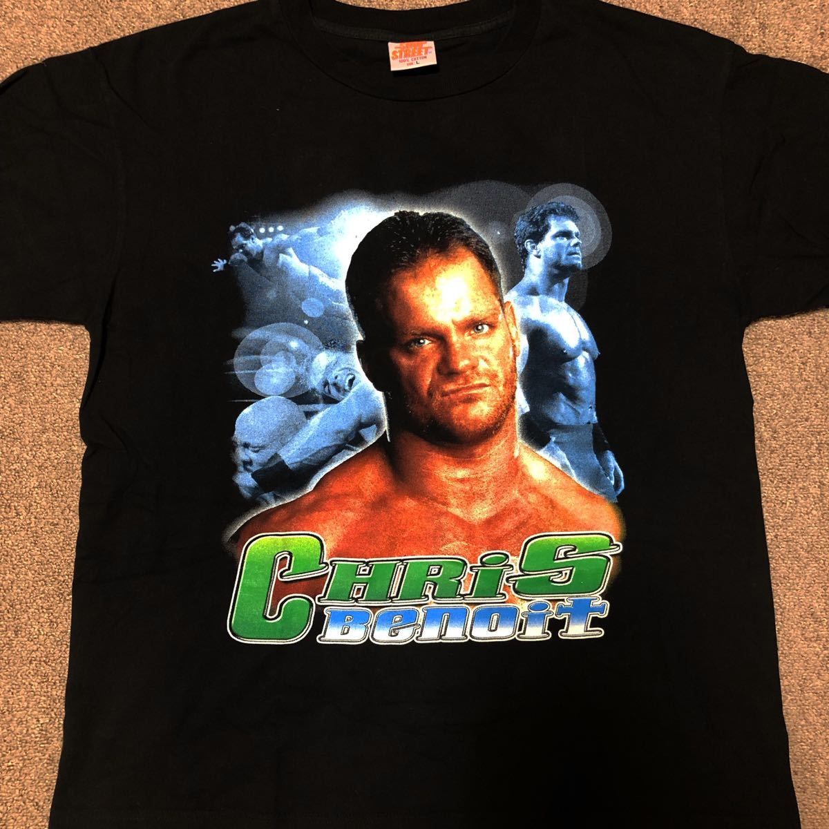 【WWE ヴィンテージ】クリスベノワ Tシャツ WWE プロレス Tシャツ クリス・ベノワ デッドストック Lサイズ WWFの