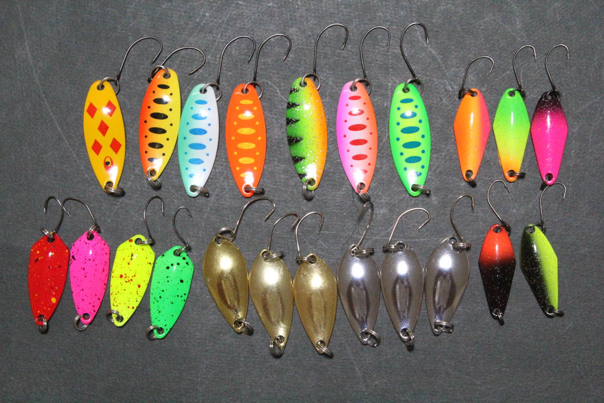 新品 S3 渓流スプーン 22枚セット湖 菅釣り Spoon ルアー 様々な色と重さ トラウト ニジマス イワナ ヤマメ 桜鱒スミス フォレストmiuミュー の落札情報詳細 ヤフオク落札価格情報 オークフリー スマートフォン版