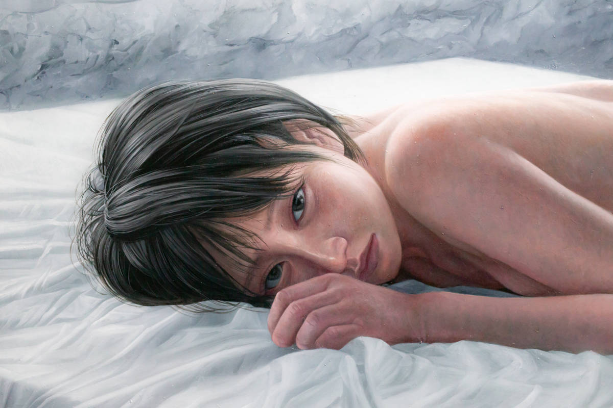新品】M10号 新作 茅原佳介 写実絵画 油絵 ヌード 白日会準会員