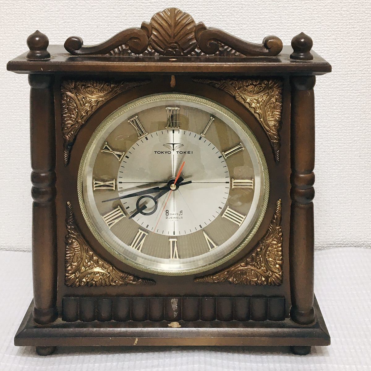 アンティーク☆精工舎 オルゴール付 ゼンマイ式 置時計 木ケース